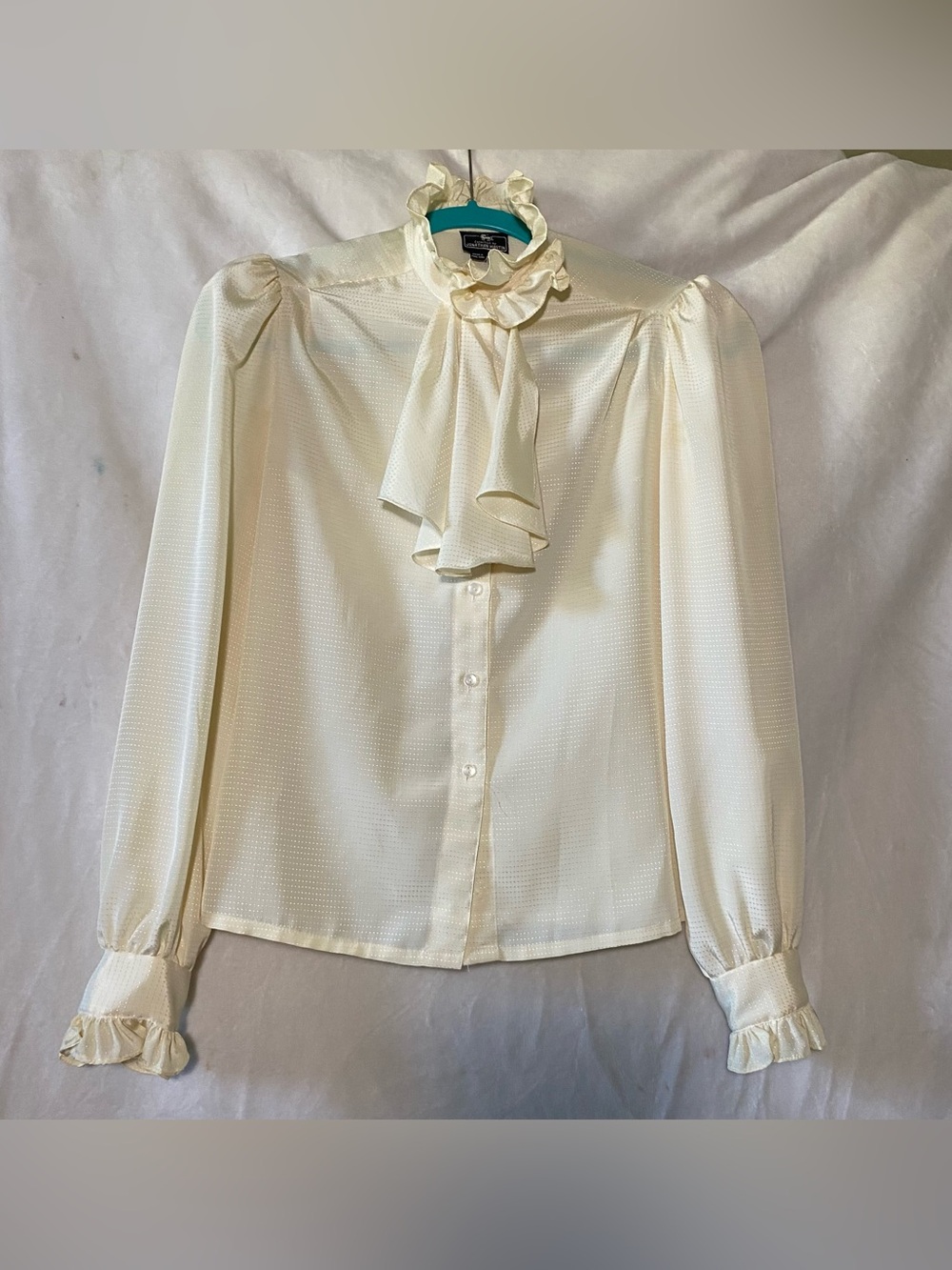 jonathan martin Cream Ruffled Tie-Neck Blouse